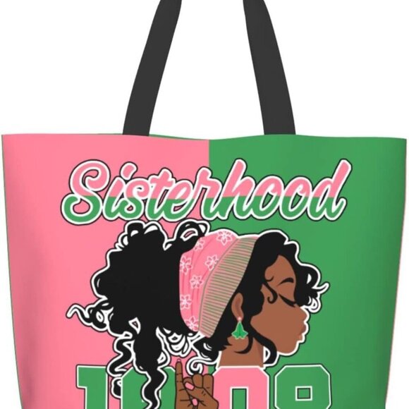 Black Waterproof Polyester Womens Reusable Grocery Shopping Handbag - Picture 1 of 9